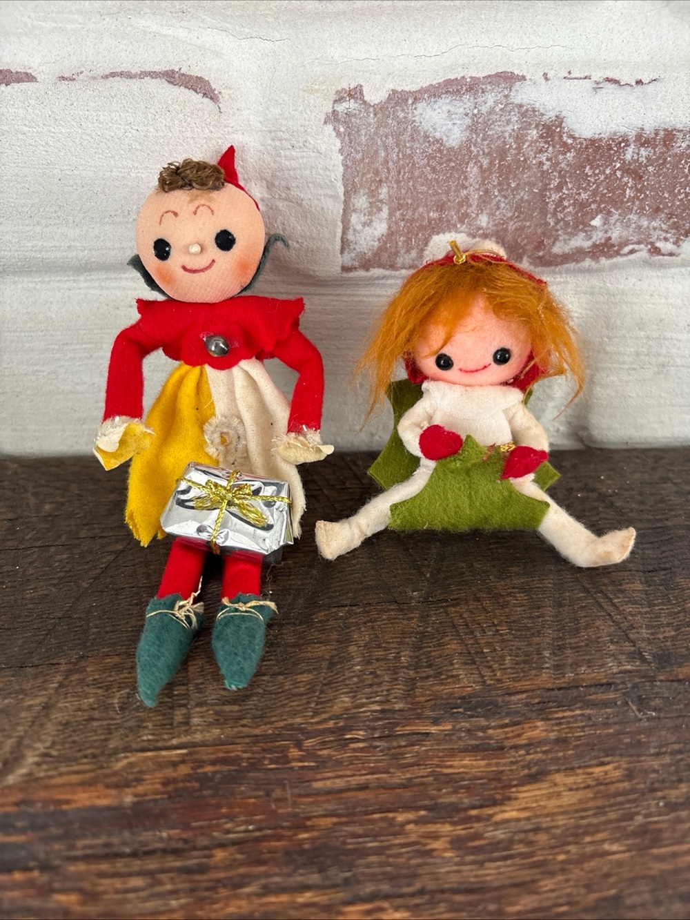 Handcrafted Red and Green Elf Plush Toy Set - Kids Toys